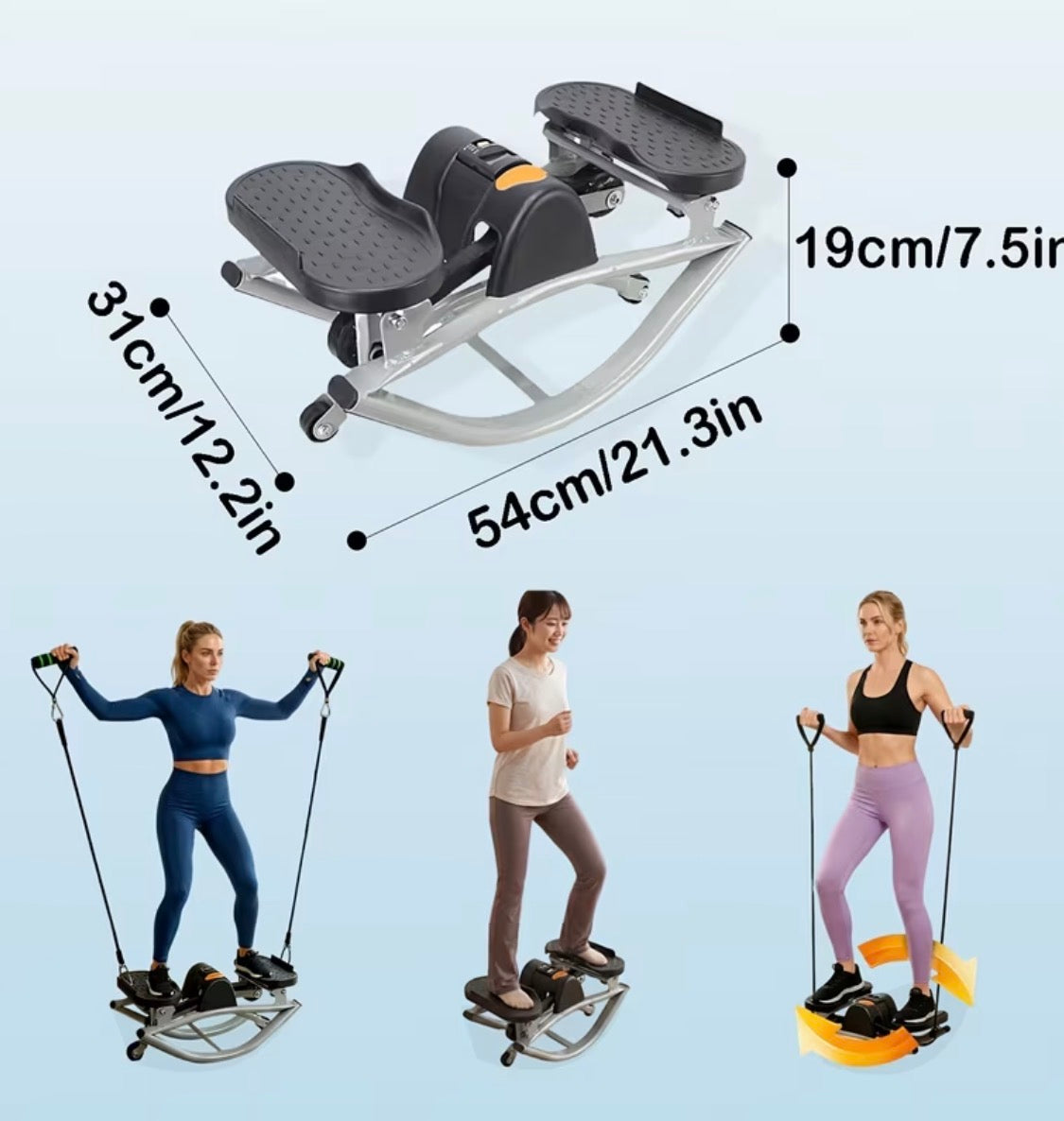 Home Leg Glute Workout Rock Stepper With Elastic Resistance Bands for Lateral Rocking Motion and High Capacity