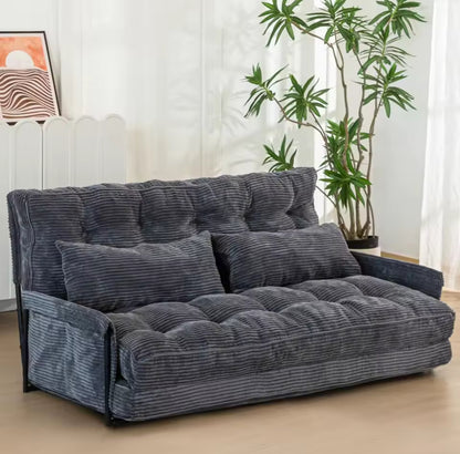 Adjustable Multifunctional Bed Couch With 2 Pillows, 5 Position Sleeper Sofa