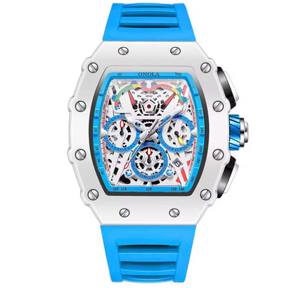 Mens Waterproof Chronograph Quartz Sports Silicone Strap Luxury Watch.
