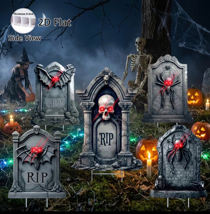 5-Pack Halloween Tombstone Yard Signs with Stakes - Glow in the Dark Outdoor Decor