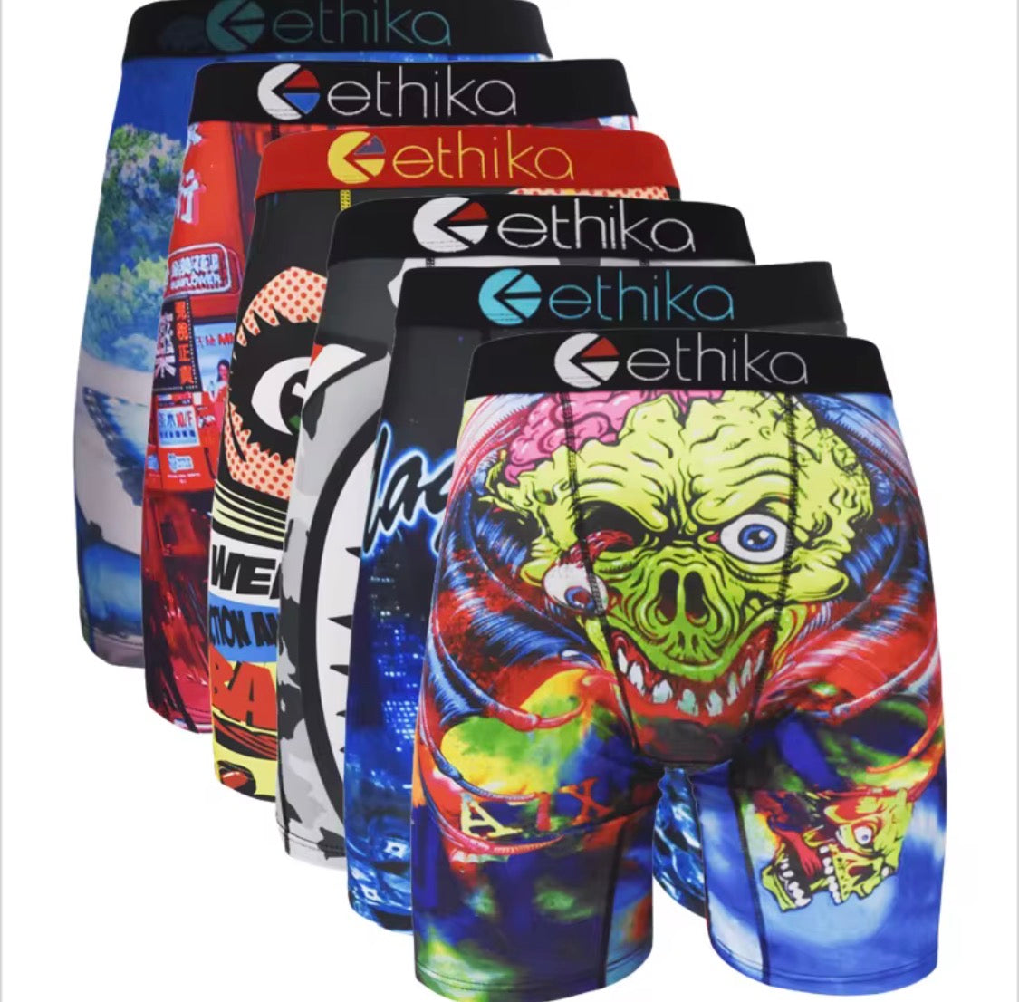 4 Random ETHIKA Men's Boxer Briefs.