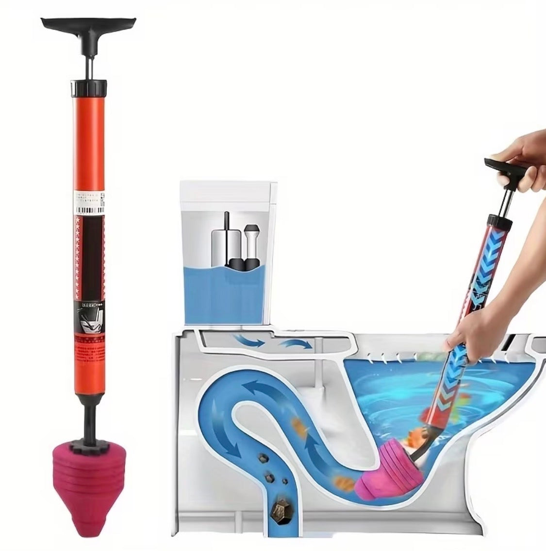Heavy-Duty Air Pressure Toilet Plunger