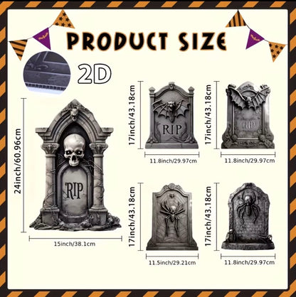 5-Pack Halloween Tombstone Yard Signs with Stakes - Glow in the Dark Outdoor Decor