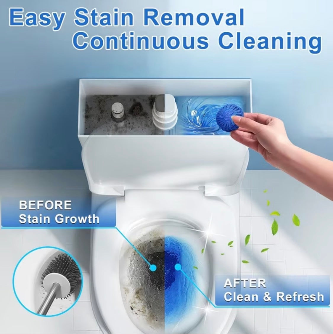 48-Pack Automatic Toilet Cleaner Tablets & Deodorizer Gel
