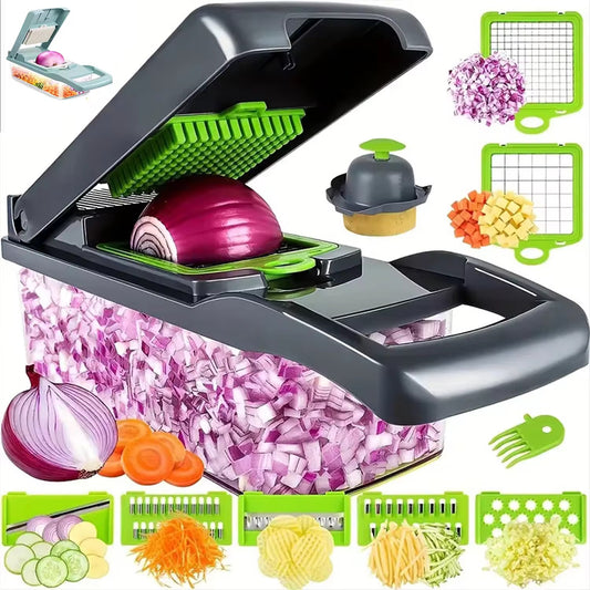 16 Piece in 1 Vegetable Multifunctional Kitchen Vegetable Slicer, Vegetable Grinder, Diced, Divided, Potato Grinder