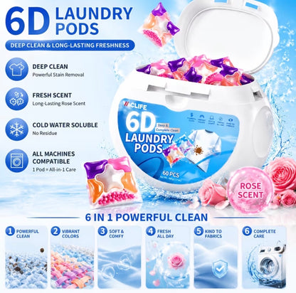 6-in-1 Concentrated Laundry Detergent Pods | Deep Clean & Stain Remover.