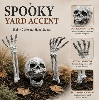 Halloween Skull Garden Ground Signs - Spooky Patio & Walkway Yard Decor