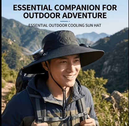 Wide-brimmed Sun Hat with Solar Fan, Suitable for Outdoor Activities Such As Fishing, Beach, Hiking, Etc.