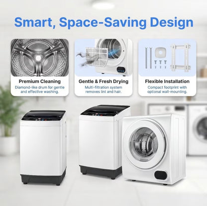 Compact Smart Washer & Dryer Set (Shipped Separately) — Quiet & Space-Saving