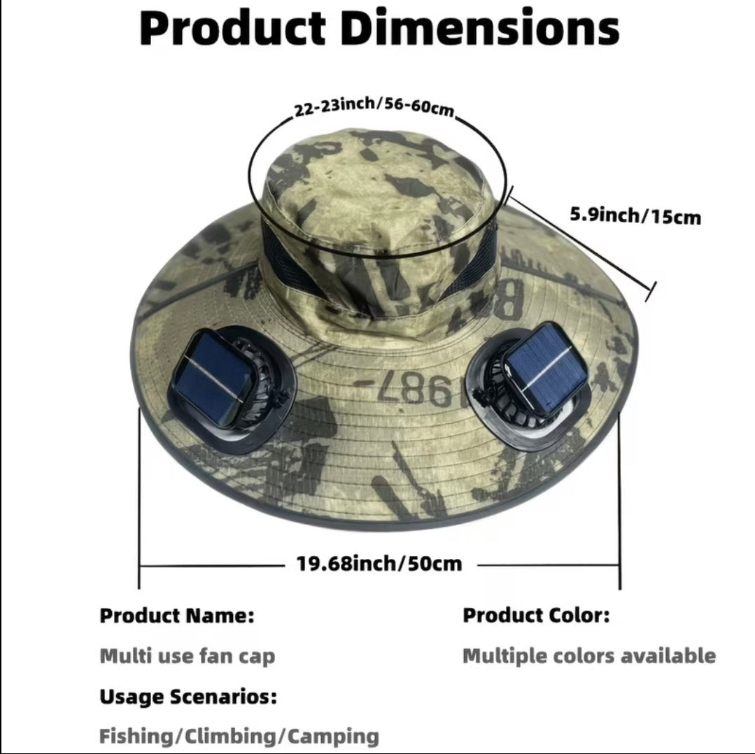Wide-brimmed Sun Hat with Solar Fan, Suitable for Outdoor Activities Such As Fishing, Beach, Hiking, Etc.
