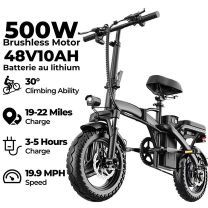 Urban Explorer Daily Ride 48V 10.4Ah Compact Electric Bicycle With LCD Display 500W 28km
Range.