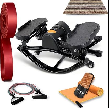 Home Leg Glute Workout Rock Stepper With Elastic Resistance Bands for Lateral Rocking Motion and High Capacity