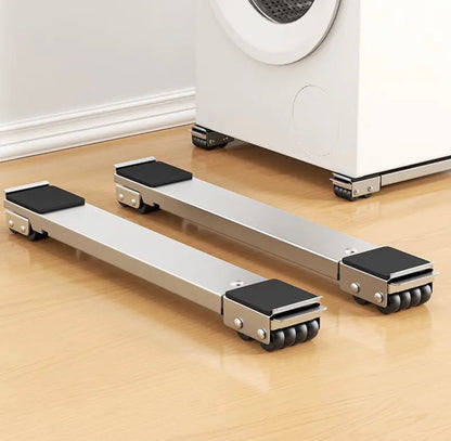 Adjustable Washing Machine & Refrigerator Stand with 24 Silent Non-Marking Wheels, 800 Ibs Capacity, Expandable Telescopic Metal Frame, Adjustable Height & Leveling System, Sturdy Appliance Dolly for Moving.