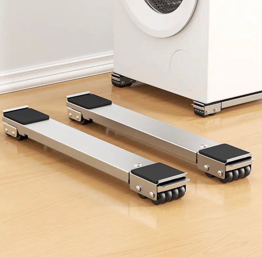 Adjustable Washing Machine & Refrigerator Stand with 24 Silent Non-Marking Wheels, 800 Ibs Capacity, Expandable Telescopic Metal Frame, Adjustable Height & Leveling System, Sturdy Appliance Dolly for Moving.
