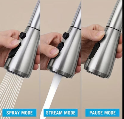 Kitchen Faucet with Pull-Down Spray Single Handle High Arc Commercial Stainless Steel Brushed Nickel Kitchen Sink Faucet with Deck Plate