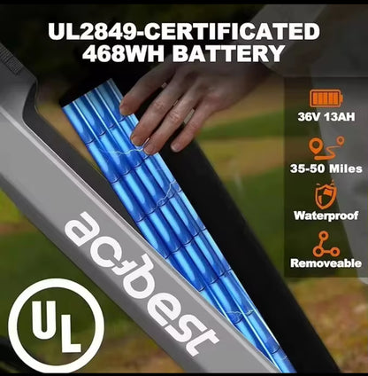 26" Step‑Thru Electric Bike — 750W Peak Motor, 7‑Speed with 50 Miles Range