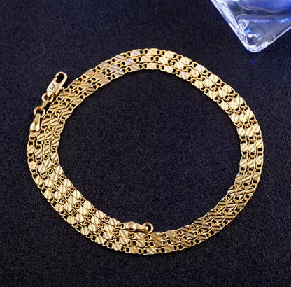 Unisex 18k Gold Necklace 2MM 16/18/20/22/24/26/28/30 Inch Jewelry 925 Silver Necklace