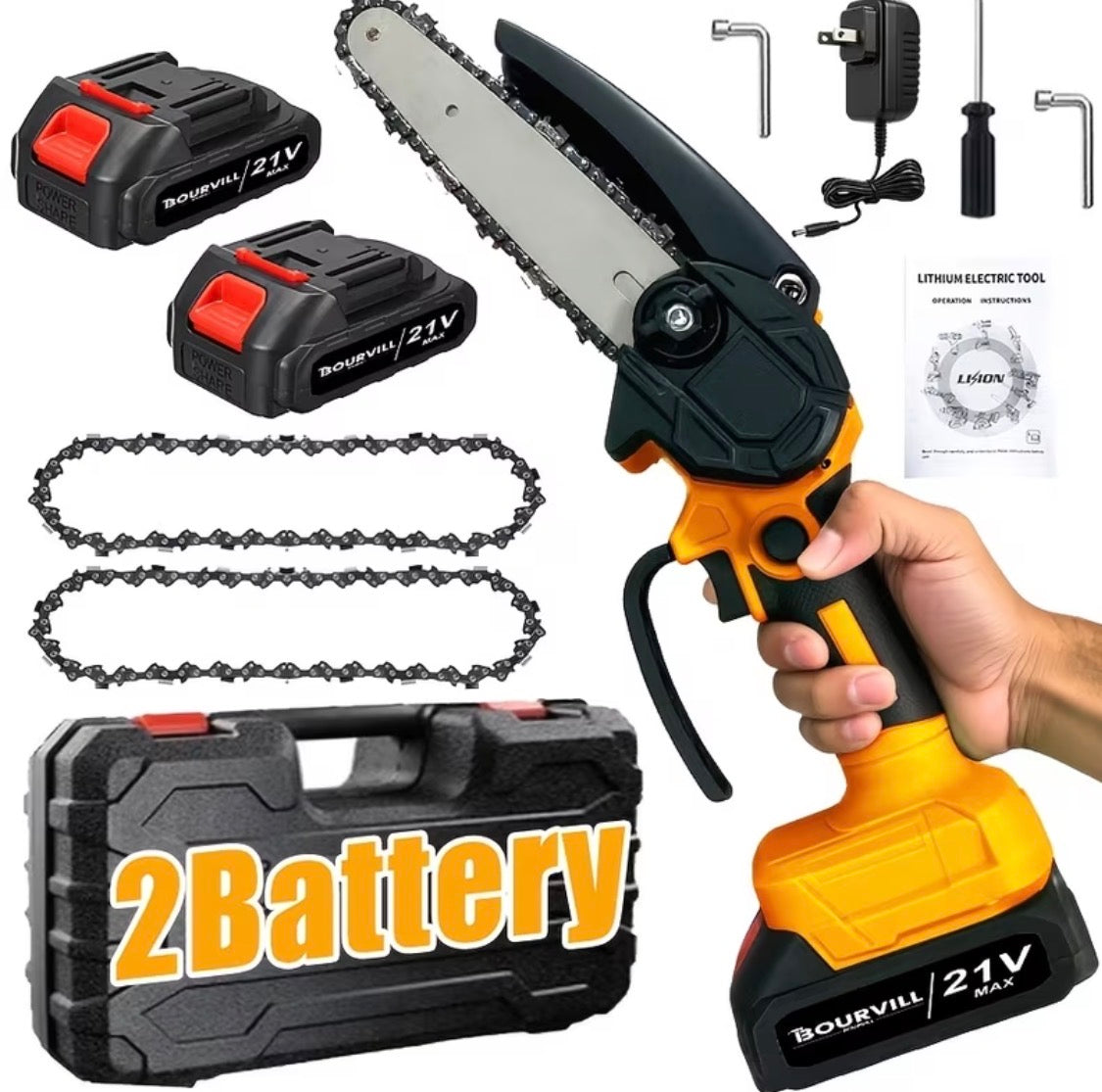 Portable Wireless 6-Inch Wireless Electric Saw with 2 Batteries Charger