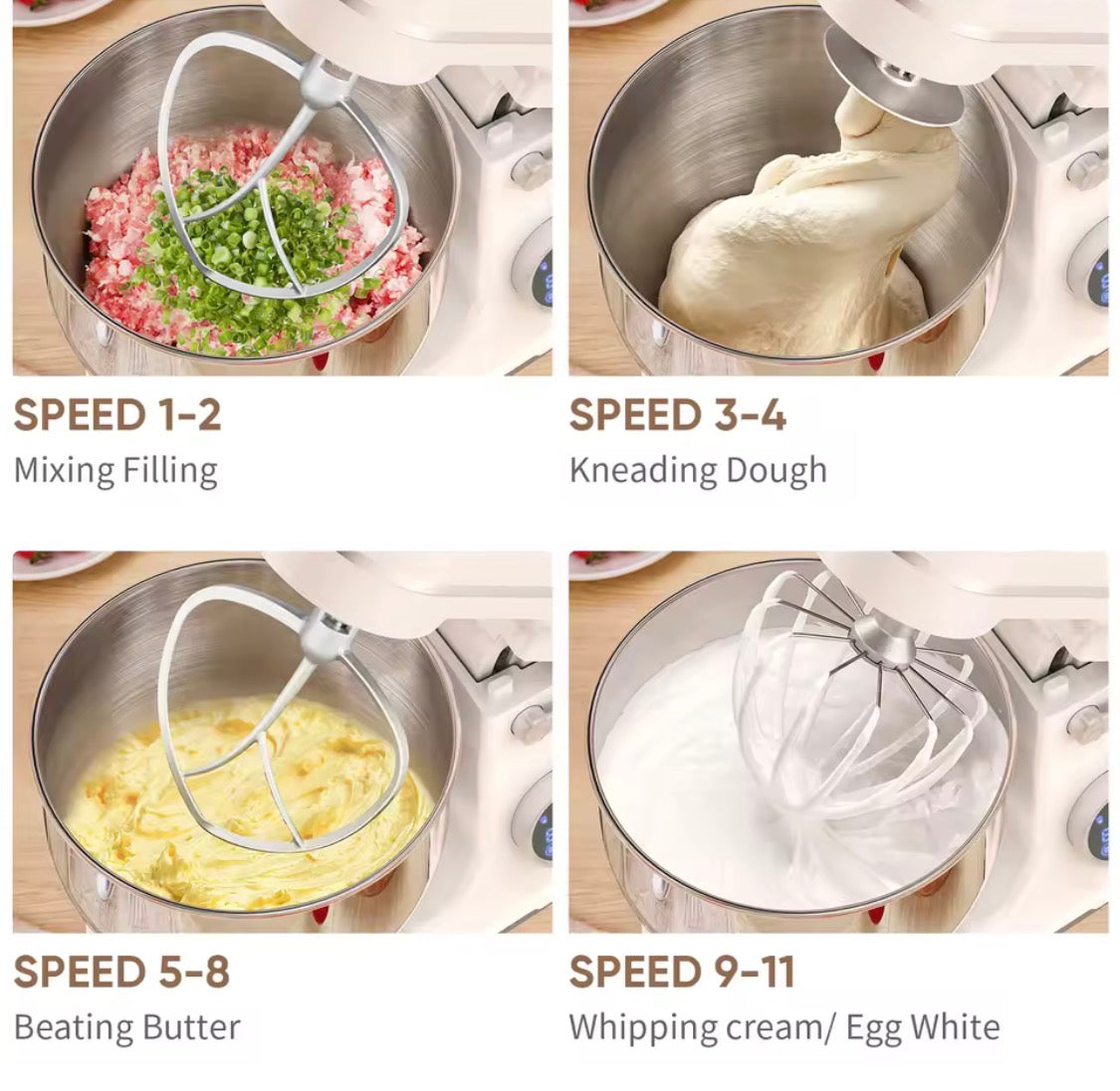Kitchen Food Stand Mixer, 1200W 11-Speeds DC Motor, Digital OLED Screen, Electric Food Mixer with Dough Hook, Whisk.