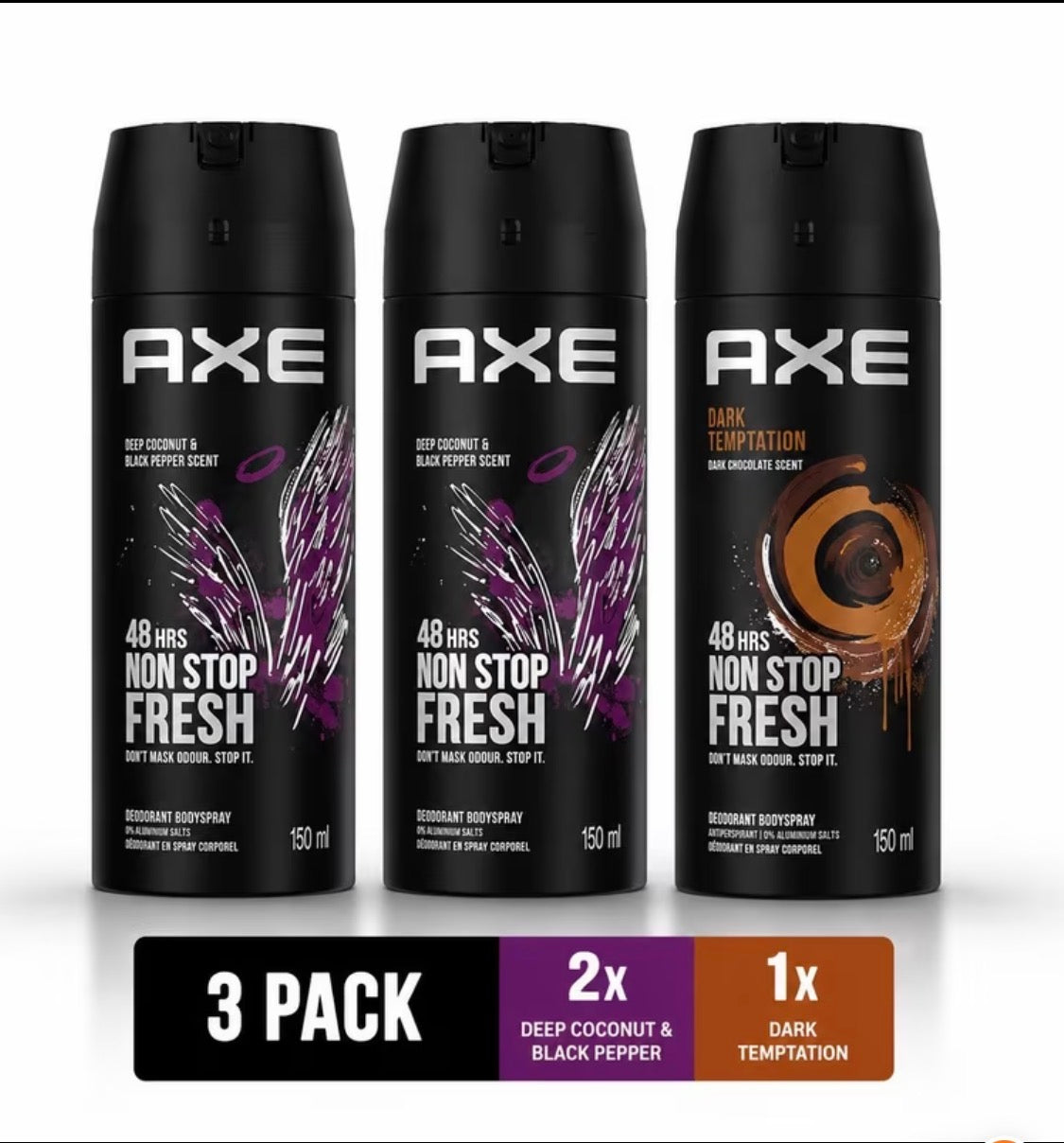 AXE Body Spray Deodorant Multipack (150ml, 6 Pack) – Excite & Dark Temptation 48H Freshness