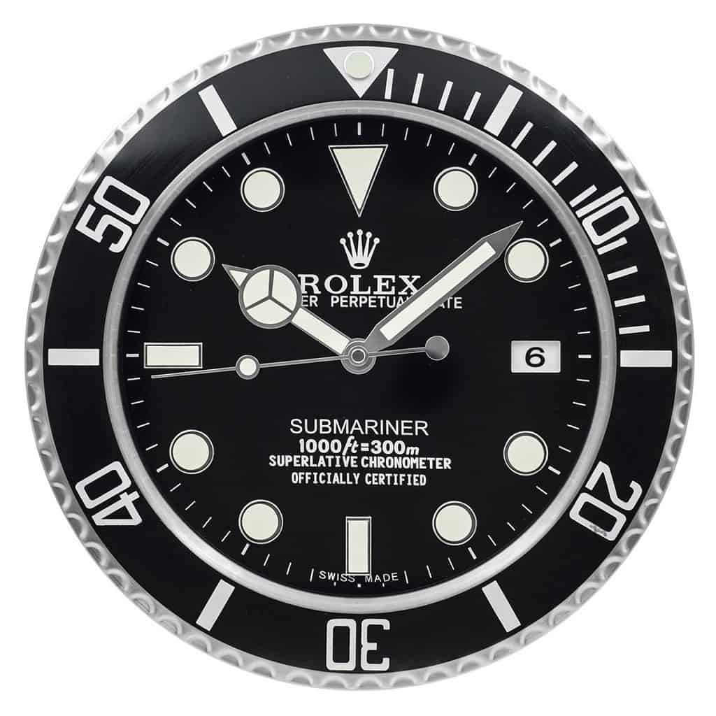 Submariner Style Black Dial Wall Clock | Silent Sweep Quartz Timepiece