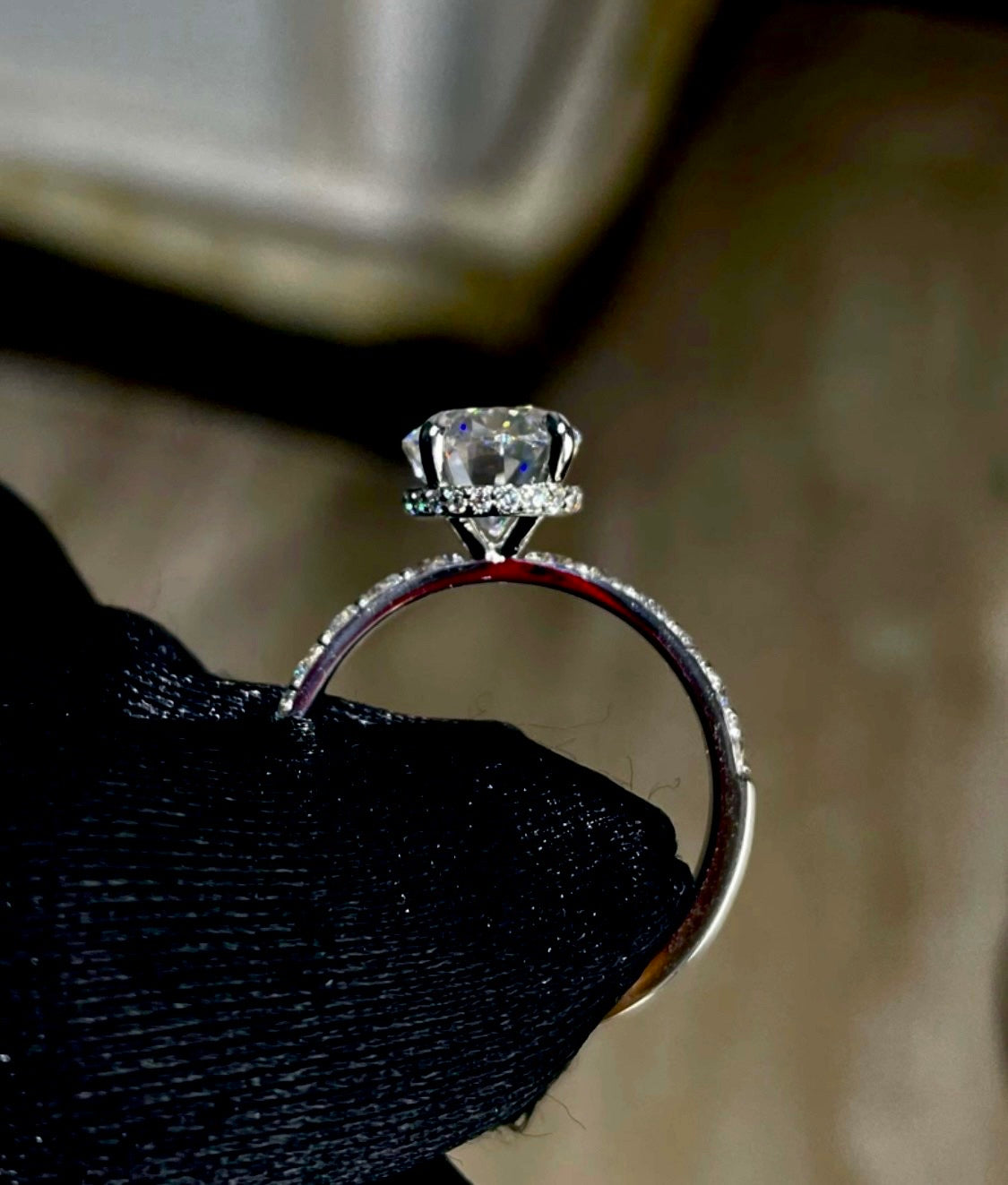 Pure 10 Karat Moissanite Diamond Ring - VVS Clarity, White/Yellow Gold