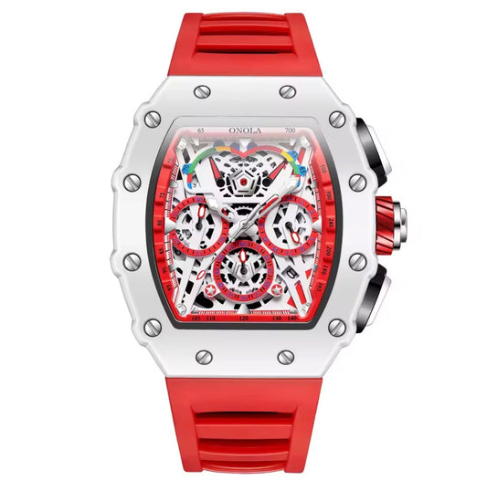 Mens Waterproof Chronograph Quartz Sports Silicone Strap Luxury Watch.