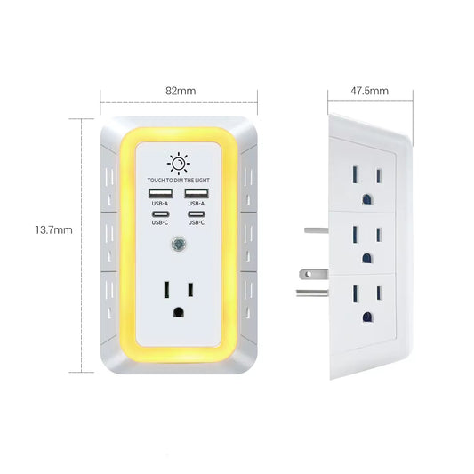 Hot Selling USB Wall Charger Surge Protector 7
Outlet Extender US Plug Power Strip Wall Tap Wall
Adapter USB C With 4 USB Ports