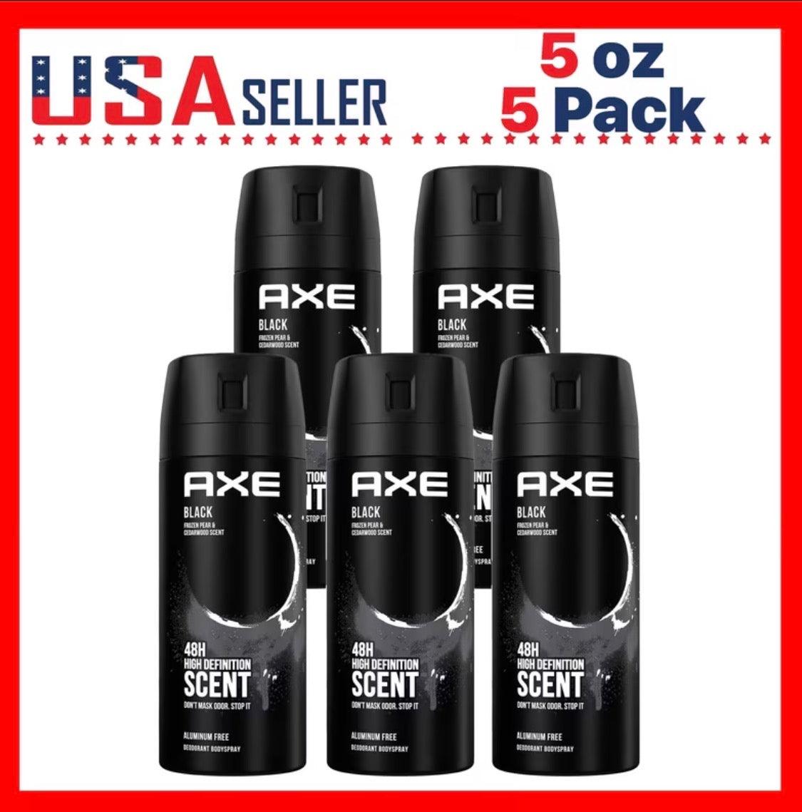 AXE Black Daily Fragrance Body Spray | Smooth Scent, 5.07 oz (5-Pack)