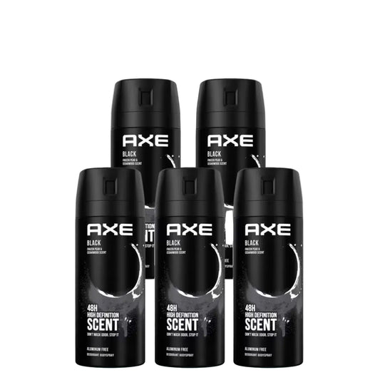 AXE Black Daily Fragrance Body Spray | Smooth Scent, 5.07 oz (5-Pack)