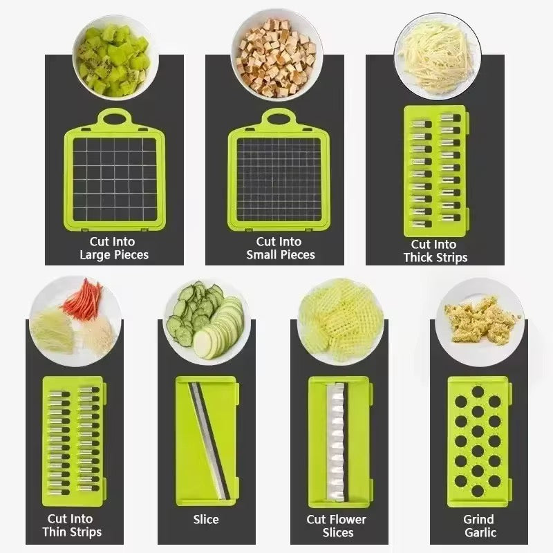 16 Piece in 1 Vegetable Multifunctional Kitchen Vegetable Slicer, Vegetable Grinder, Diced, Divided, Potato Grinder