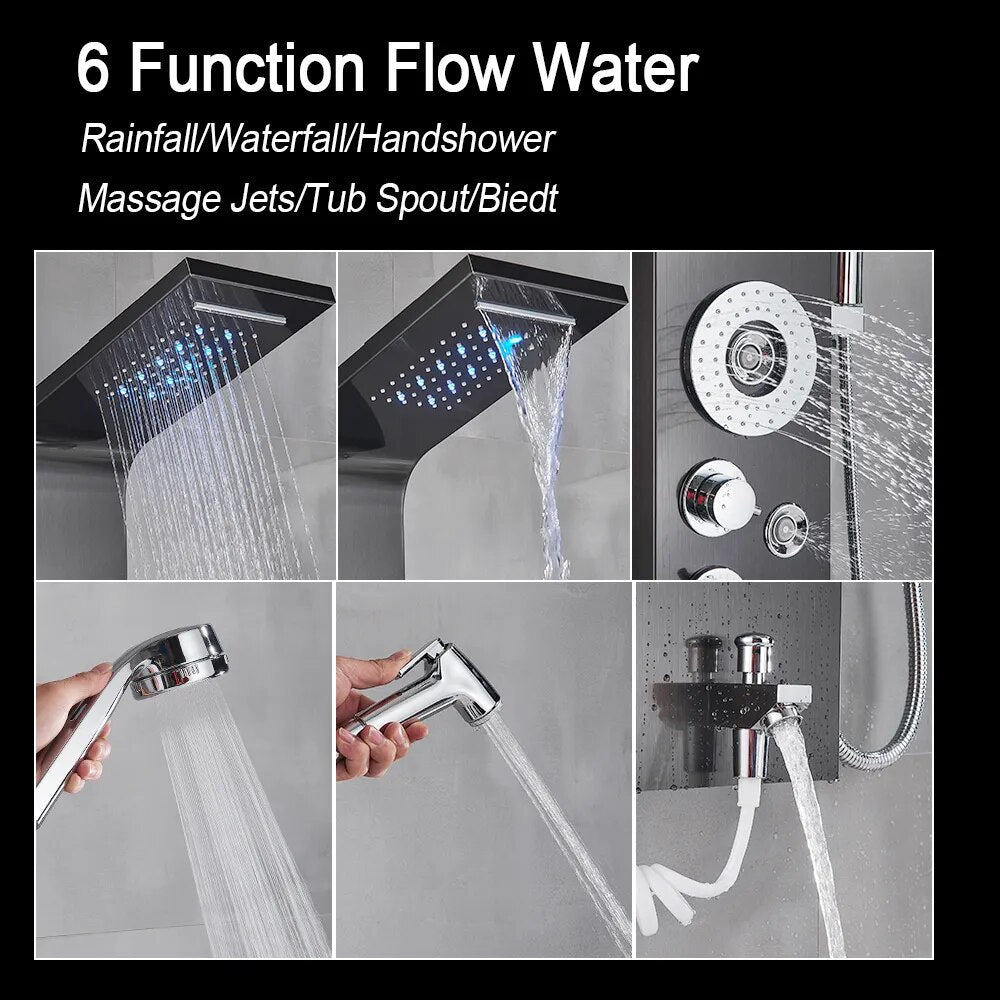 LED Light Shower Faucet Bathroom SPA Massage Jet