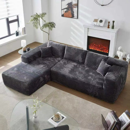 Wholesale Dark Grey Cloud Couch 107in L Shape Sectional Sofa