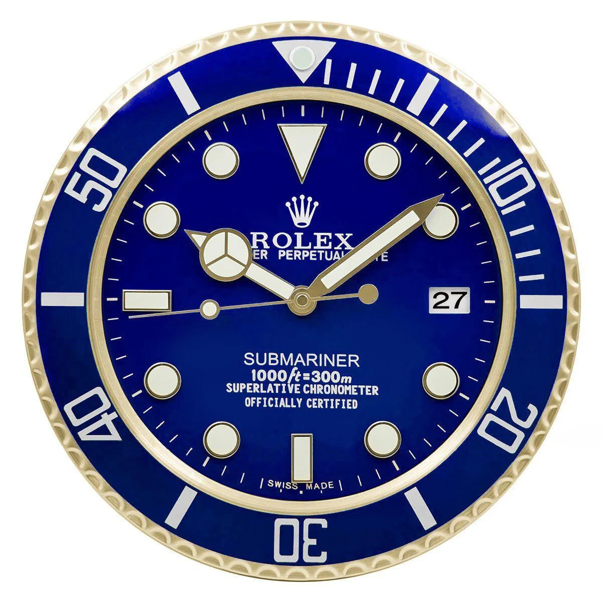 Submariner Style Black Dial Wall Clock | Silent Sweep Quartz Timepiece