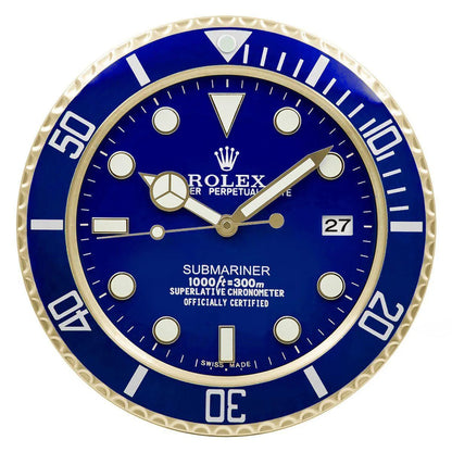 Submariner Style Black Dial Wall Clock | Silent Sweep Quartz Timepiece