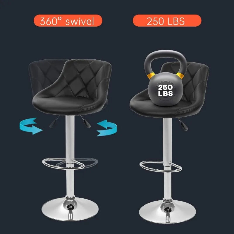 Set of 2 Adjustable Swivel Barstools