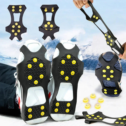 GET A FREE One Pair of 10 Steel Studs Crampons Snow Grips Cleats for Ice and Snow.