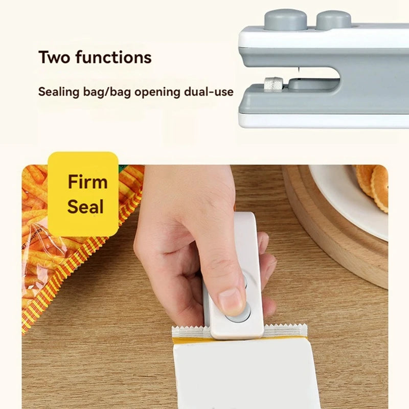 Portable Handheld 2 In 1 Mini Bag Sealer USB Rechargeable Chip Bag Sealer