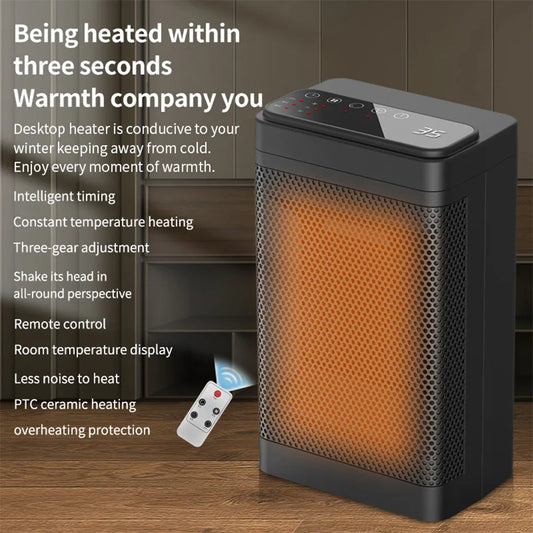 Portable Electric Space Heater Shake Head Remote Control House Warmer Machine
