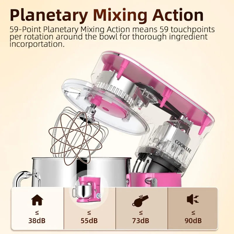 Stand Mixer, 9.5 Qt. 660W 10-Speed Electric Kitchen Mixer with Dishwasher-Safe Dough Hooks, Flat Beaters