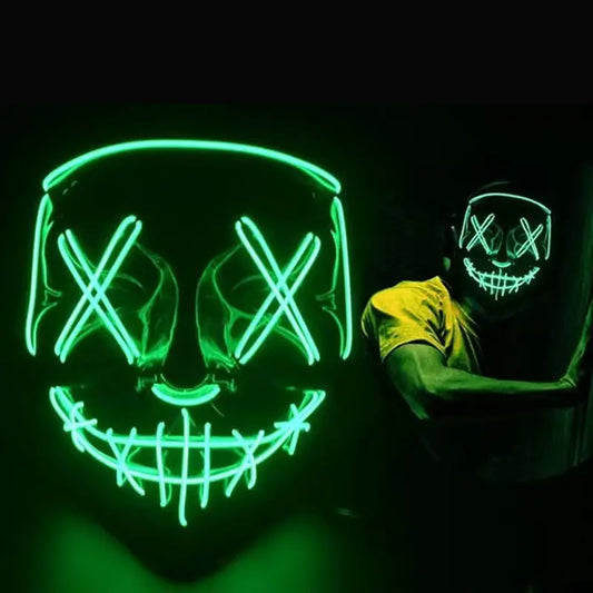 1 Pcs Neon Light Led Bright Toy Mask Black V-shaped Luminous Glowing Mask