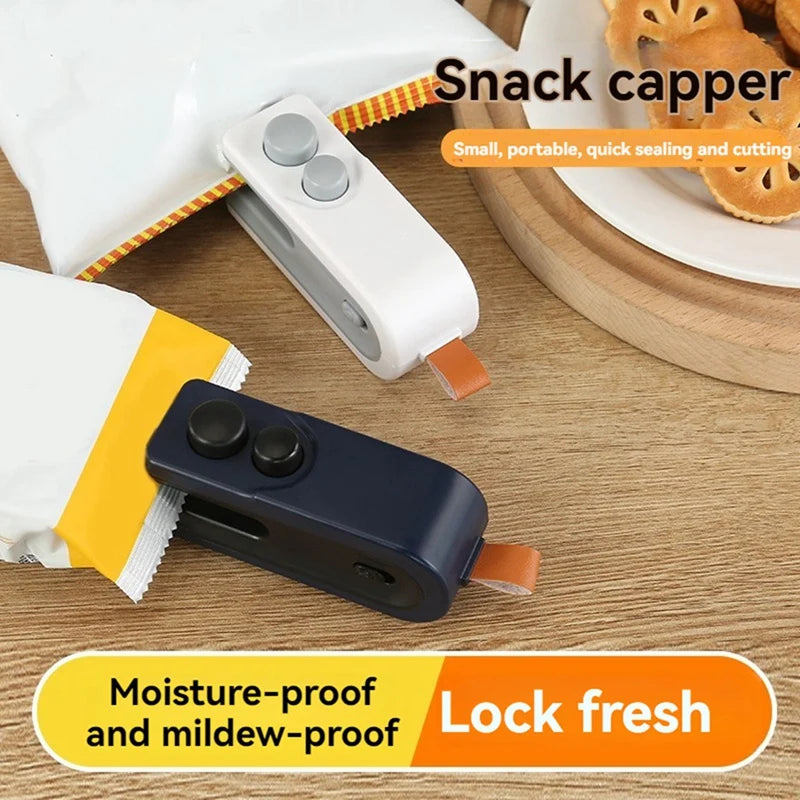 Portable Handheld 2 In 1 Mini Bag Sealer USB Rechargeable Chip Bag Sealer