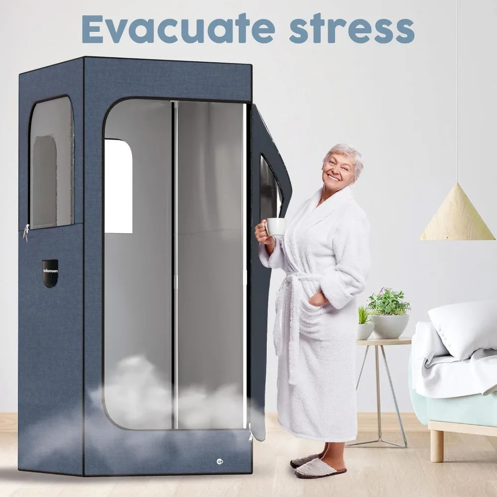 Full Size Portable  Indoor  Steam Sauna for home spa relaxation for health and recovery with 2.6L 1000W Steamer