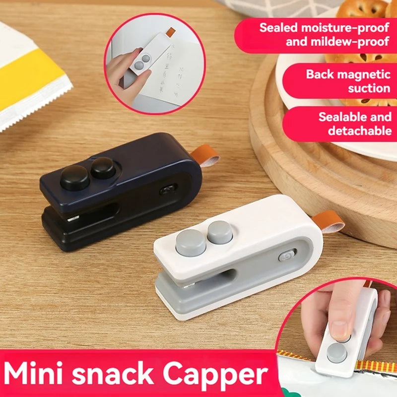 Portable Handheld 2 In 1 Mini Bag Sealer USB Rechargeable Chip Bag Sealer