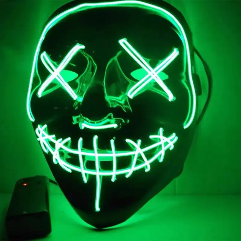 1 Pcs Neon Light Led Bright Toy Mask Black V-shaped Luminous Glowing Mask
