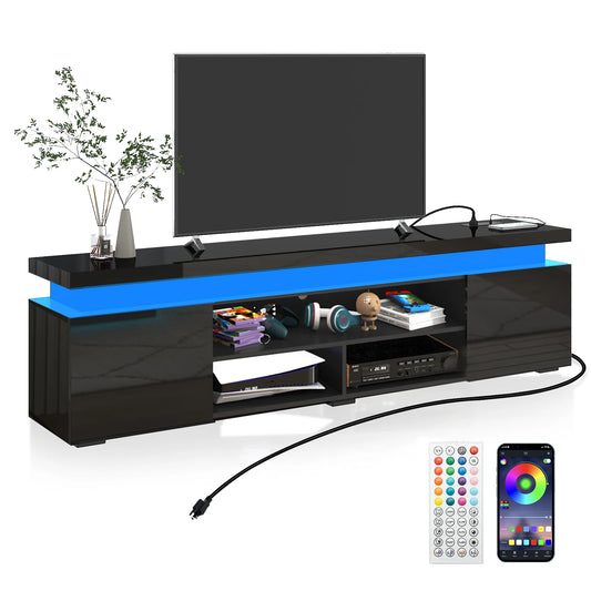 74 Inch LED TV Stand for 80/85 Inch Gaming TV Cabinet with Power Outlet with Storage