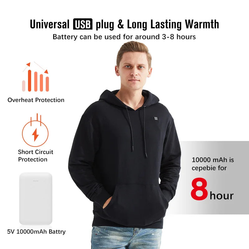 Men's Outdoor USB Heating Hoodies Sweater