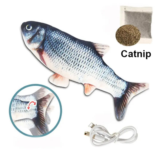 Soft Plush Toy USB Charger Fish Cat 3D Simulation Dancing Wiggle Interaction