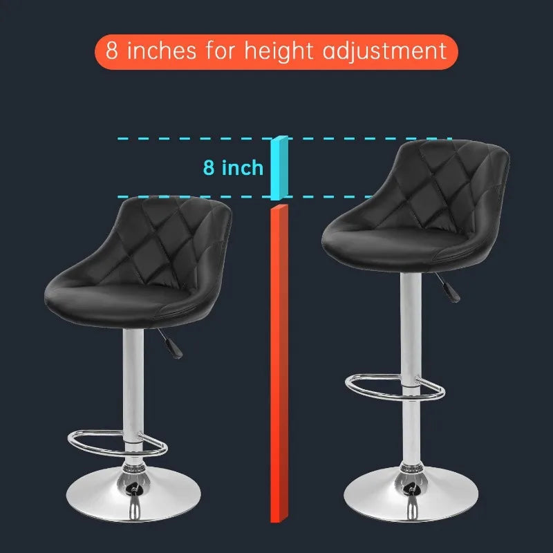 Set of 2 Adjustable Swivel Barstools