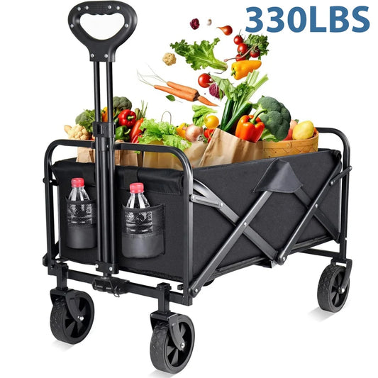 Folding Beach Wagon Cart Collapsible Heavy Duty Outdoor Camping Garden Utility